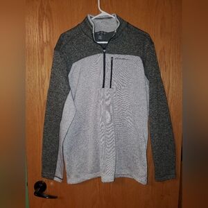 EDDIE BAUER Mens 1/2 Zip Pullover two Tone fleece knut grey pullover